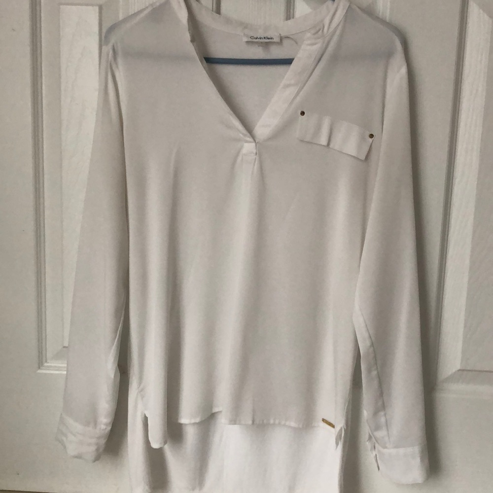 Calvin Klein White Long Sleeve Blouse